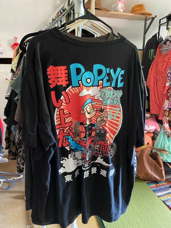 Popeye Other - Popeye Tokyo Racing Graphic Tee - Black with Red & Blue Print